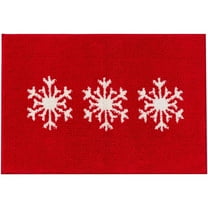 Dvumao Rugs for Bedroom, Red White Snowflake Bathroom Rugs 24W X 16L Non-Slip Rubber Washable Soft Absorbent Bath Mat Rug Festive Bathroom Floor Mat, Gift for Friend