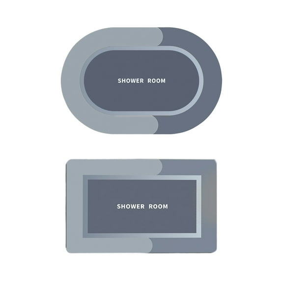 Non-Slip Bathroom Rug Set of 2 – Dvumao Super Absorbent & Quick-Dry Bath Mats with Rubber Backing, Machine Washable for Shower & Tub Area, 15x23in oval + 15x23in square