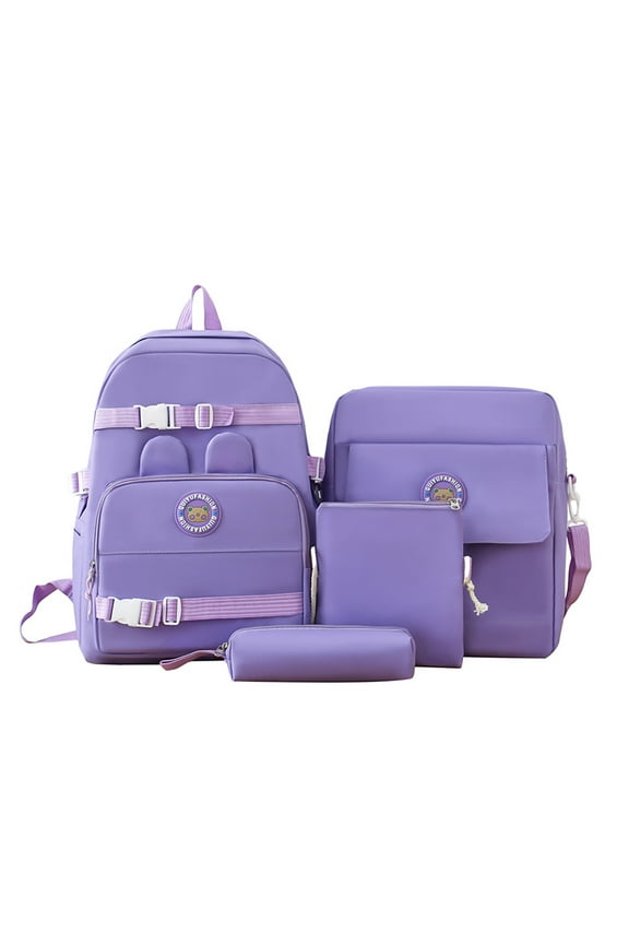 School Supplies, Primary and Secondary School Backpack for The Of The School Season Four Piece Set with Large Capacity Canvas Backpack College Style Backp, Gift for Students