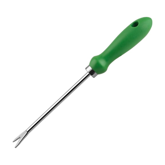 Dvumao Stainless Steel Garden Hand Rake – Green Handle with Hanging Hole for Digging, Weeding & Planting