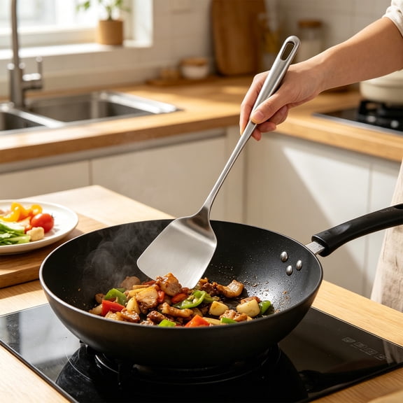 Dvumao Stainless Steel Kitchen Utensil 3 Piece Set Slotted Spatula Solid Turner Soup Ladle Non Stick Heat Safe Tools
