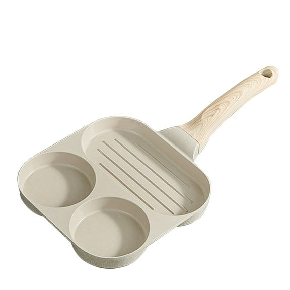 Dvumao Egg Pan Omelette Pan, 3-In-1 Divided Nonstick Eggs Frying Pan 3 Cup Grill Pan Divided Frying Pan for Breakfast for Gas Stove Induction, White Aluminum alloy