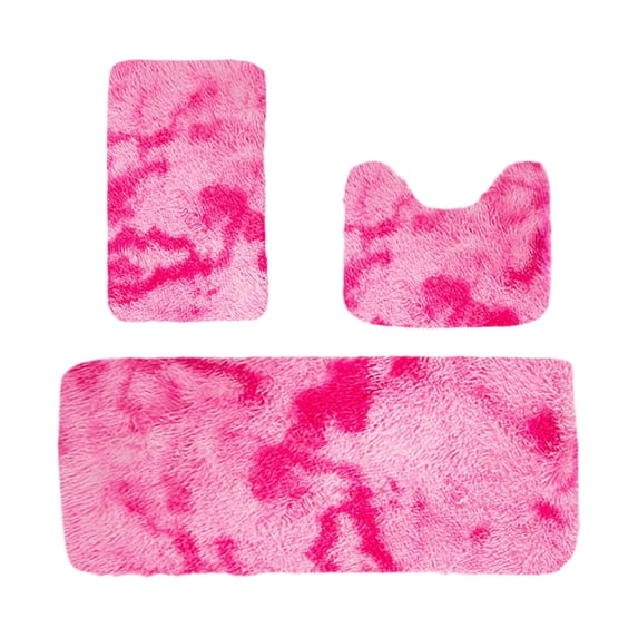Dvumao Tie Dye Bath Mat Set 3 Piece – Non Slip Bathroom Rugs Polyester Velvet for Shower & Sink