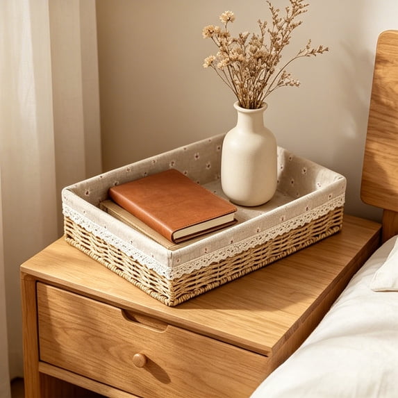 Dvumao Vines Woven Storage Basket, Polyester Clothing Storage Basket, Multi-Purpose Storage Tray