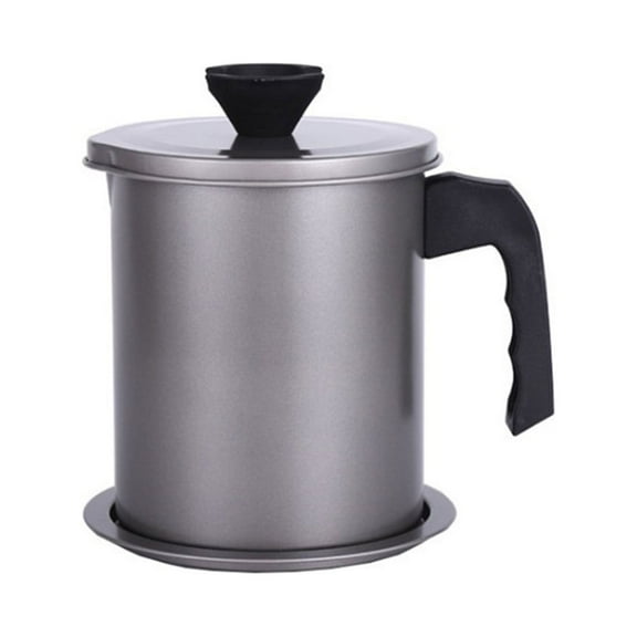 Dvumao kitchen Accessories, Grease Container With Strainer, 1.4L Oil Strainer With Fine Mesh Strainer, Stainless Steel Oiler With Lids And Easy-Grip Handle, Women Gifts