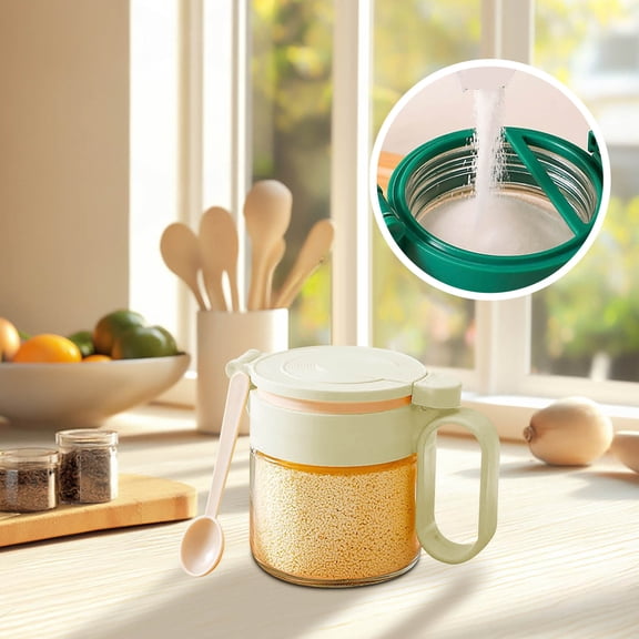 Dvumao kitchen utensils, Household Kitchen Handle Flip Cover Large Capacity Storage Seasoning Compartment Seasoning Bottle, Gift for Friend