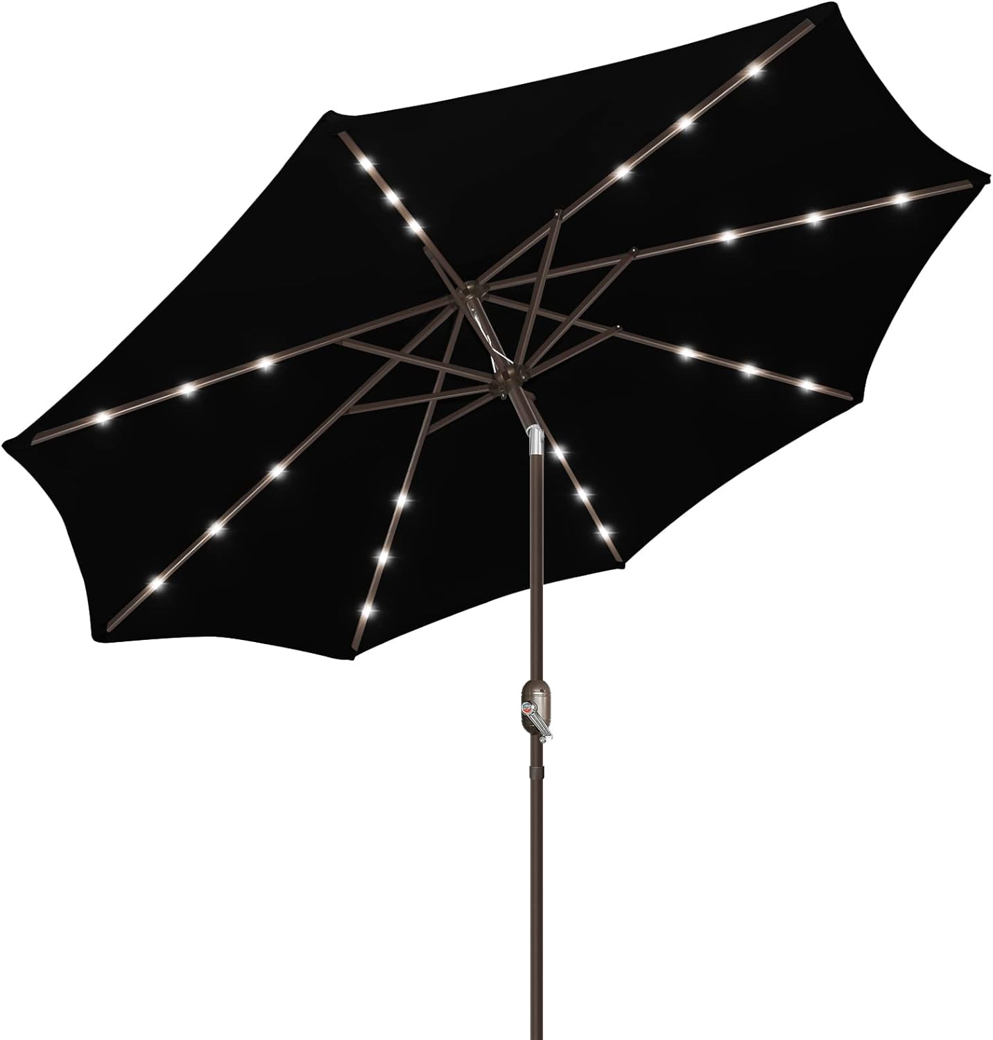 Dwaka 9ft Patio Umbrella with Solar Lights, Outdoor Umbrella with 24
