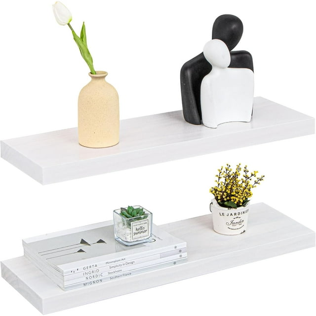 Dwaka Farmhouse Floating Shelves 8" Deep Rustic Wood Wall Shelves