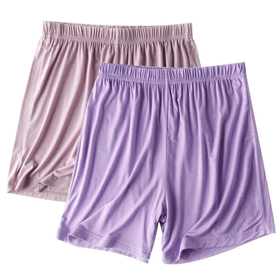 Dwaogom 2PC Women's Summer Color Elastic Waist Leisure Thin Shorts Home Pants Sports Outerwear Lightweight High Waisted Trousers Japanese Pants