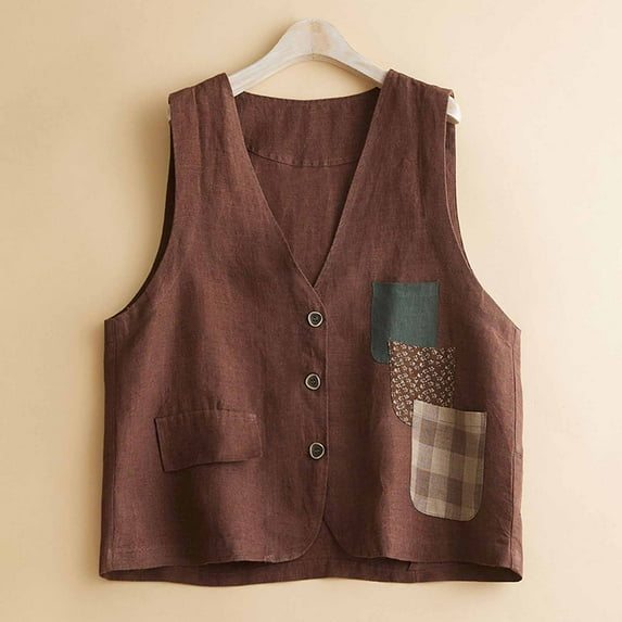 Dwaogom Fashion Casual Women's Round Neck Summer Comfort Regular Women's Sleeveless Overcoat Waterproof Parka Women'S Waffle Knit Shacket