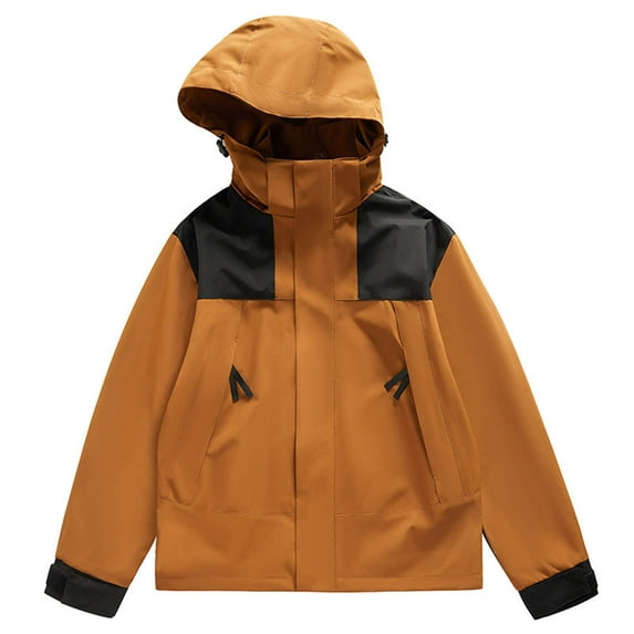 Dwaogom Fashion Women Comfortable Casual Color Block Interchange Jacket Drawstring Pocket Long Sleeve Hooded Casual Outwear Jackets Trendy Plus Size Coats Jacket Women'S Casual Flannel Plaid Shacket