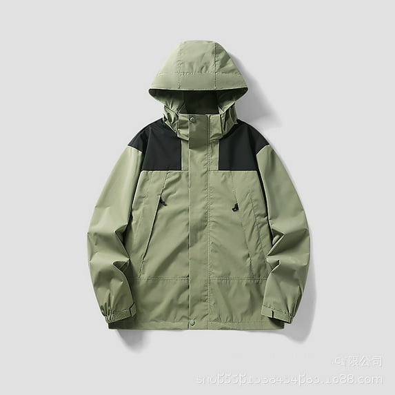 Dwaogom Fashion Women Comfortable Casual Color Block Interchange Jacket Drawstring Pocket Long Sleeve Hooded Casual Outwear Jackets Trendy Plus Size Jackets Womens Flannel Shacket