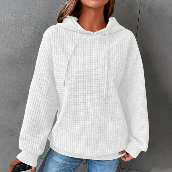 Dwaogom Fashion Women's Casual Long Sleeve Round Neck Ladies Sweatshirts Tops Blouse Plain No Pockets Hoodie Pullover Women Sweatshirt Women'S Casual Solid Color Pullovers Shirts