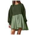 thumbnail image 1 of Dwaogom Fashion Women's Casual Over Sized Sweatshirt Long Sleeve Dress Round-Neck Ladies Patchwork Mini Dresses Halter Retro Rockabilly Princess Cosplay Dress Plus Size Dresses, 1 of 7