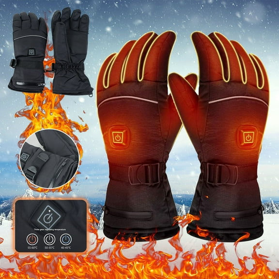 Dwaogom Heated Glove Liners for Men Women, Patchwork Rechargeable Five-finger Heating Gloves Sports Ski Riding Warm Gloves
