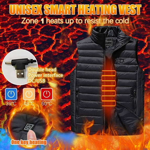 Dwaogom Heated Vest for Men Outdoor Warm Clothing Heated For Riding Skiing Fishing Charging Via Heated Coat With Pocket