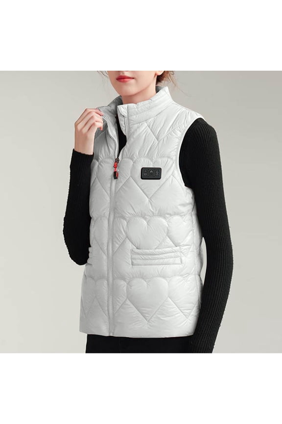 Heated Vest for Women, Women's Solid Color Electric Heating Warm Electric Heating Sleeveless Jacket Stand-up Collar Tank Top