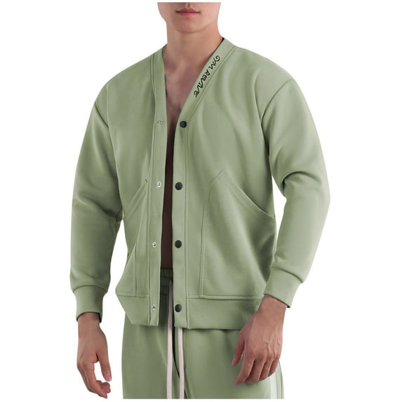 Dwaogom Men Long Sleeve Button Down Shirts Muscle Fit Dress Shirts Slim Fit Knit Shirts Camp Collar Shirts