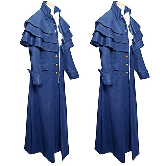 Dwaogom Men Winter Warm Vintage Tailcoat Jacket Overcoat Outwear Decor Buttons Coat