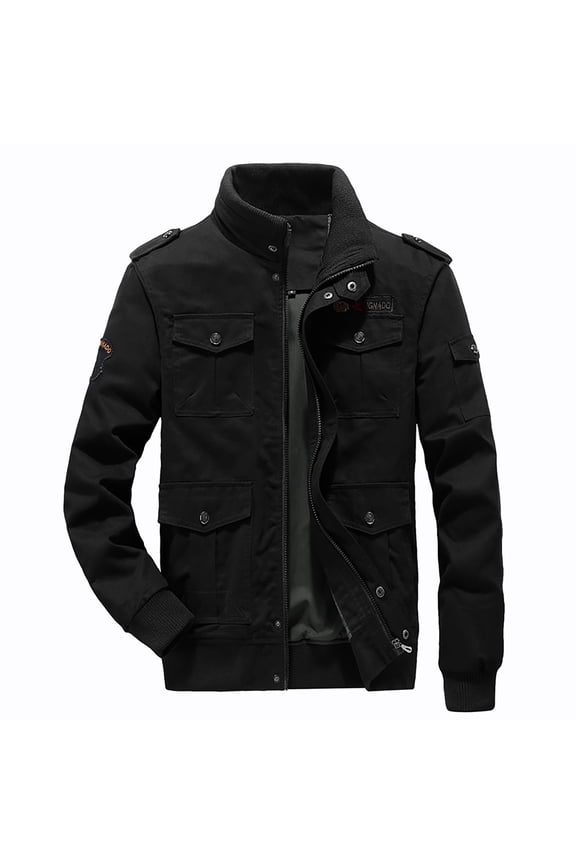 Men's Canvas Cotton Military Casual Field Jacket Outerwear Wind Jacket Zipper Coat