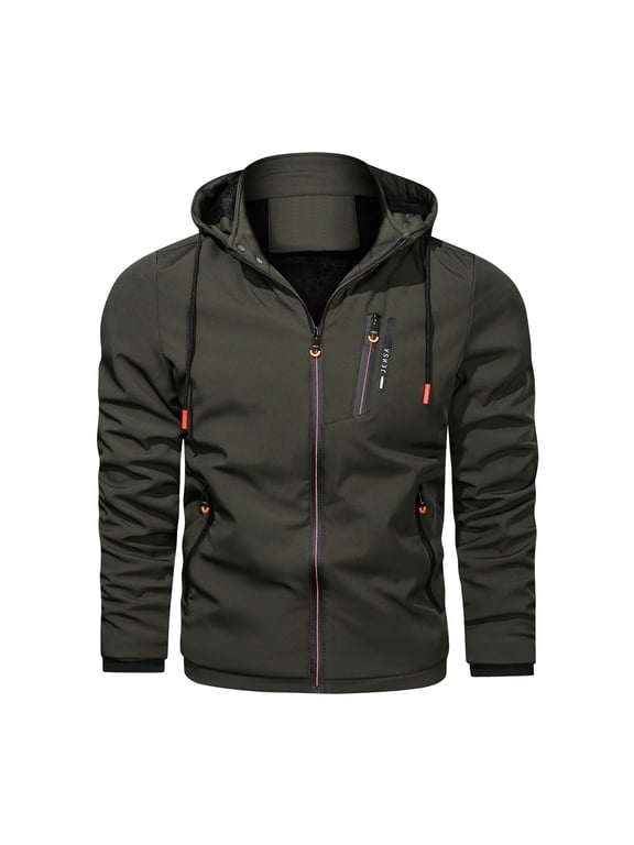 Men's Canvas Cotton Military Casual Field Jacket Outerwear With Removable Hood