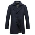 thumbnail image 1 of Dwaogom Men's Classic Notched Collar Double Breasted Wool Blend Pea Coat, 1 of 9