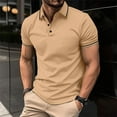 thumbnail image 1 of Dwaogom Men's Polo Shirts Short Sleeve Quarter Zipper Turndown Neck Fashion Stripe Casual Classic Fit Fashion Summer Shirt, 1 of 4