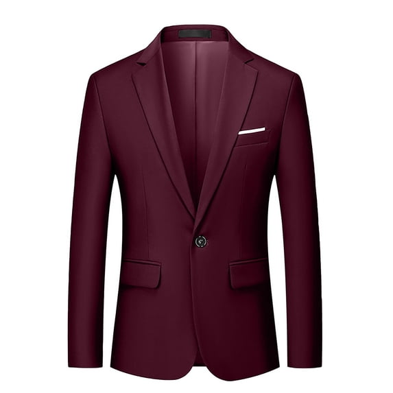 Dwaogom Men's Slim 1-Button Single Breasted Lightweight Blazer Jacket Sport Coat