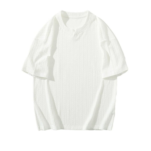 Dwaogom Men's V-Neck Solid Color Thin Fashion Pullover Short-Sleeved Shirt Men's Premium Graphic Tank Tops Mens T Shirts With Pockets