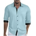 thumbnail image 1 of Dwaogom Mens Long Sleeve Button Down Shirts Wrinkle Free No Tuck Shirt Stretch Casual Dress Shirt Men Casual Patchwork Button Long Sleeve Turn-down Collar Tops Blouse Shirt for Men, 1 of 5