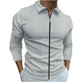 thumbnail image 1 of Dwaogom Mens Long Sleeve Zipper Shirts Waffle Slim Solid Lapel Collar Polo Shirt Spring Fall Casual Buisness Golf Sport Shirt Tops, 1 of 4