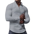 thumbnail image 1 of Dwaogom Mens Quarter Zip Pullover Sweater Slim Waffle Mock Turtleneck Sweater Casual Long Sleeve Sweatshirt Men Fashion Solid Color Long Sleeve Stand Up Collar Blouse Shirt Top, 1 of 9
