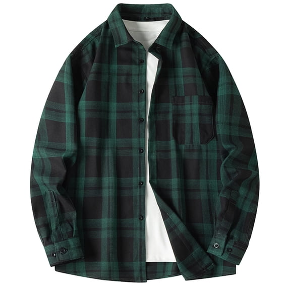 Dwaogom Mens Shirts Long Sleeve Shirts for Men Casual Button Down Vintage Plaid Pocket Soft Mens Button Up Shirts Long Sleeve Men Casual Turndown Collar Button Plaid Long Sleeved Shirt