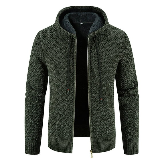 Dwaogom Mens Sweater Jackets Casual Stand Collar Knitted Sweater Cardigan Lightweight Fleece Lined Full Zip Knitwear Coat
