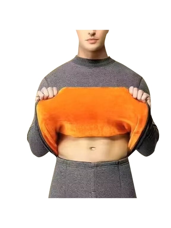 Mens Thermals Long Sleeve Undershirt Warm Fleece Lined Base Layer Thermal Tops Long Shirts Men Casual Solid Long Sleeves High Elasticity Keep Warml Underwear Tops