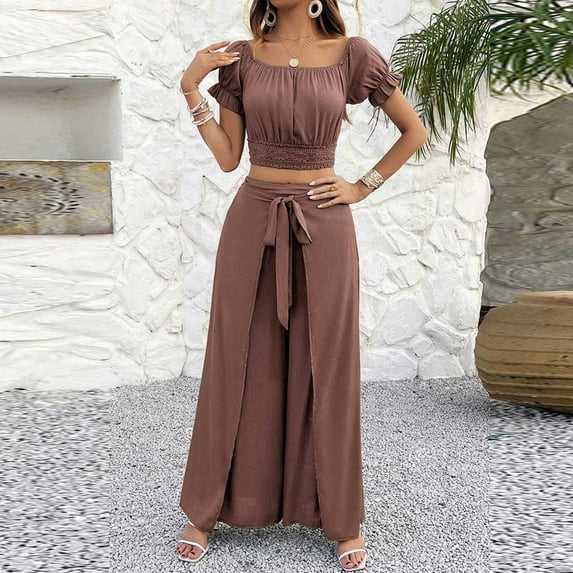 Dwaogom Solid Women’s Elastic Waist For Casual With Casual Long Length Pants Sets Lined Leggings For Women With Pockets Sequin Pants