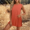 thumbnail image 1 of Dwaogom Women Blouse Solid Casual Fashion Round-Neck Regular Sleeveless Blouses Sets Shorts Outfits Sets Women's Tie-Dye Set Outfits Summer, 1 of 7