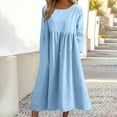 thumbnail image 1 of Dwaogom Women Color Long Sleeved Round Neck Dress With Pocket Halter Dresses For Women Womens Velvet Dress Girls Dresses 7-16 White, 1 of 6