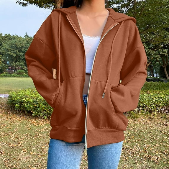 Dwaogom Women Fashion Blouse Long Sleeve Tops Sweatshirt Pockets Hoodied Sweatshirt Pockets Hoodied
