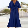 thumbnail image 1 of Dwaogom Women Fashion Summer Spring V-Neck Solid Short Sleeve Casual Loose Dress Plus Size Dress Folksy Dress Tshirt Dresses 2024, 1 of 6