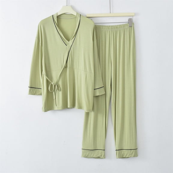 Dwaogom Women Fashion V-Neck Casual Solid Sleeve Tops Outing Long Pants Sets Long Sleeve Pullover And Drawstring Sweatpants Women's Hoodies 2024 Fall Outfits