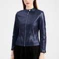 thumbnail image 1 of Dwaogom Women Fashion Zipper Leather Tops With Pocket Short Coat Jacket Tweed Blazer Women Batwing Sleeve Tops With Pockets, 1 of 8