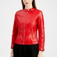 thumbnail image 1 of Dwaogom Women Fashion Zipper Leather Tops With Pocket Short Coat Jacket Tweed Blazer Womens Jacket Coats With Pockets, 1 of 8