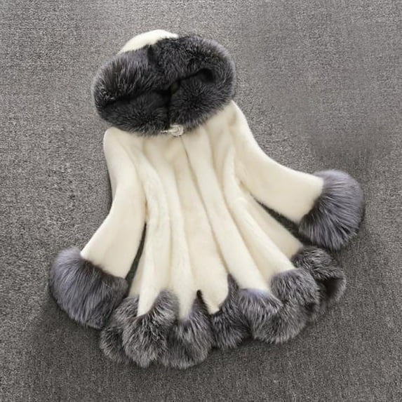 Dwaogom Women Faux Coat Elegant Thick Warm Fashion Outerwear Long Fake Jacket Suit For Ladies Goose Down Jacket Long Sleeve Coats