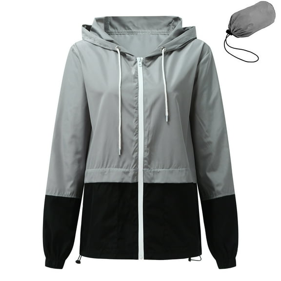Dwaogom Women Long Sleeve Patchwork Thin Skinsuits Hooded Zipper Casual Sport Coat Tweed Blazer Womens Long Sleeve Coats