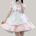 thumbnail image 1 of Dwaogom Women Lovely Maid Cosplay Costume Outfit Dress Clothes Dress Bow Apron Short Sleeved Collar Lace Halter Dresses For Women Black Dress For Girls Long/Short Slip Dresses, 1 of 6