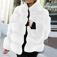 thumbnail image 1 of Dwaogom Women Plus Size Winter Warm Loose Stand Collar Hair Plush Jacket Coat Stylish Raincoats For Ladies Jacket Coats With Pockets, 1 of 6