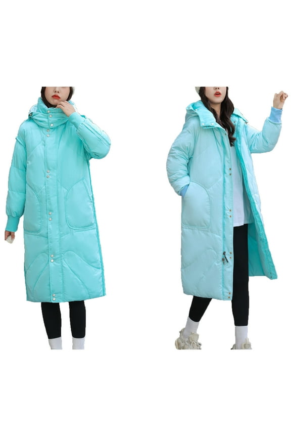 Women's Down Cotton Mid-length Over-the-knee Wear Reversible Thick Cotton-padded Jacket Tan Coat Womens Flannel Shacket