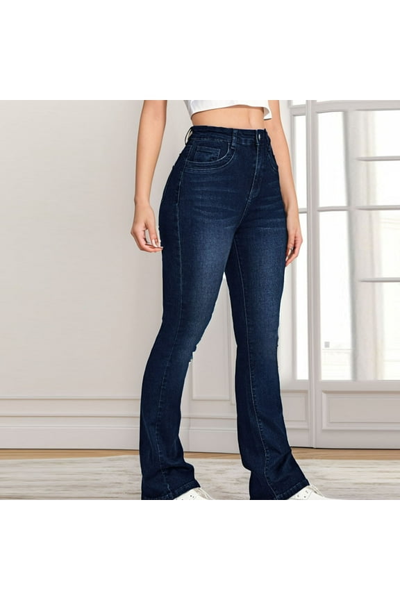 Women's Fashion Denim Button Zipper Solid High Waist Pockets Jean Long Trousers Exerise Leggings Short Leggings For Women