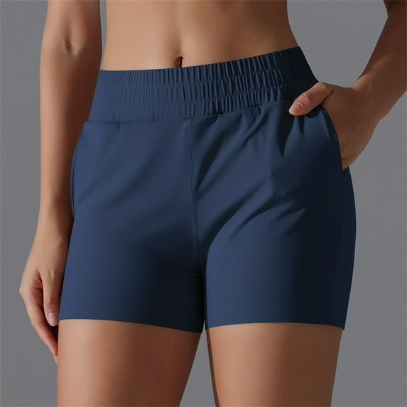 Dwaogom Women’s Elastic Waist Summer Solid Casual With Pockets Outing Shorts Pants Leather Leggings For Women Tummy Control Yoga Pants For Women